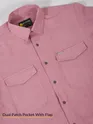 Mauve Pink Plain Suede Urban Shirt for Men