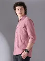 Mauve Pink Plain Suede Urban Shirt for Men