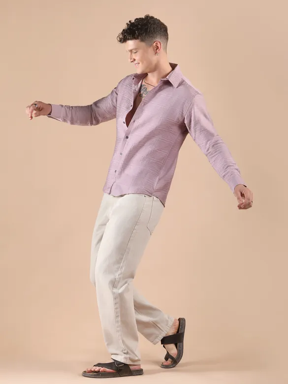 Mauve Textured Check Shirt