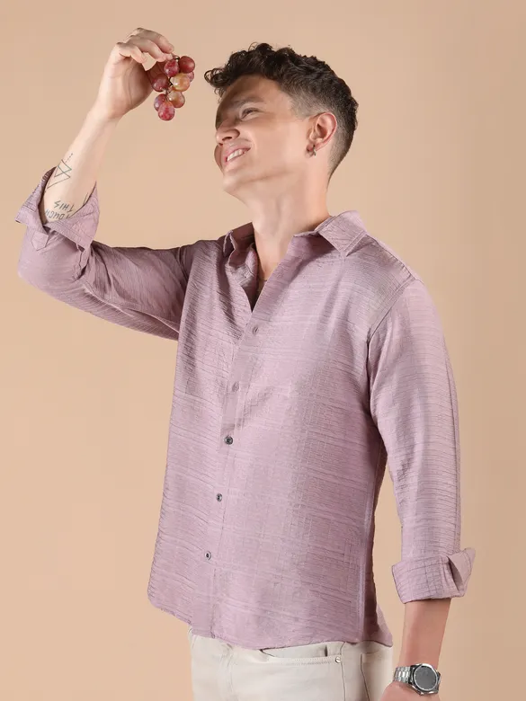 Mauve Textured Check Shirt