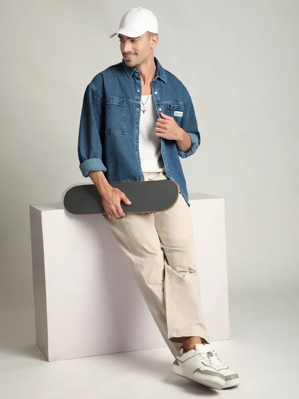 Mid-Blue Vintage Wash Denim Shirt