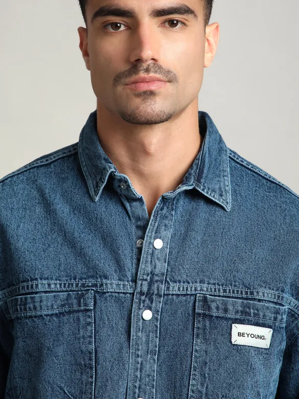 Mid-Blue Vintage Wash Denim Shirt