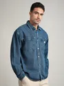 Mid-Blue Vintage Wash Denim Shirt
