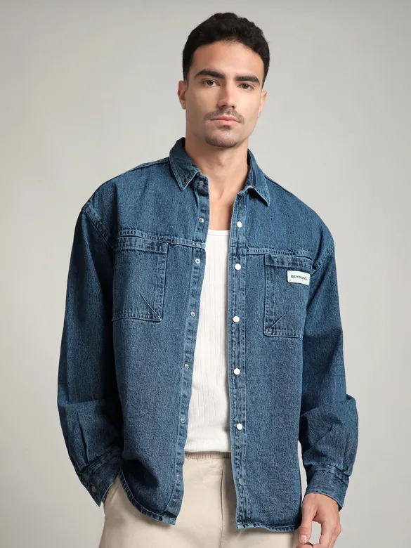 Mid-Blue Vintage Wash Denim Shirt