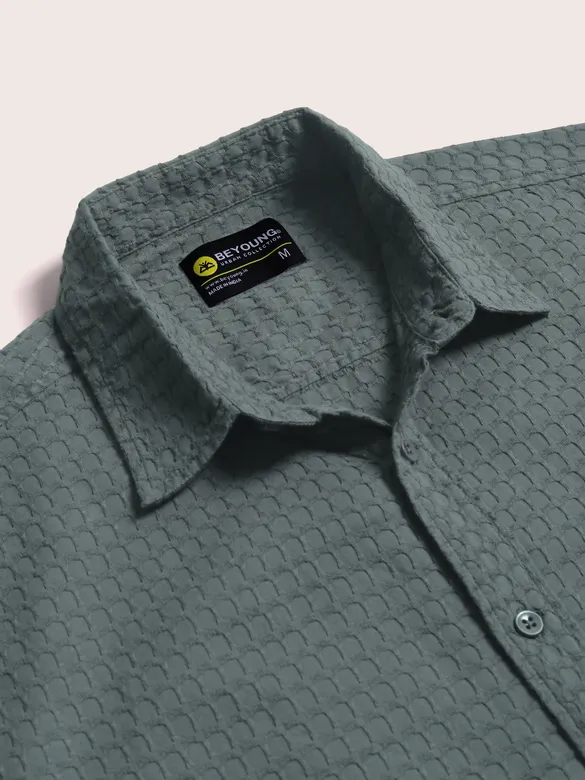 Mid Grey Jacquard Round Textured Shirt