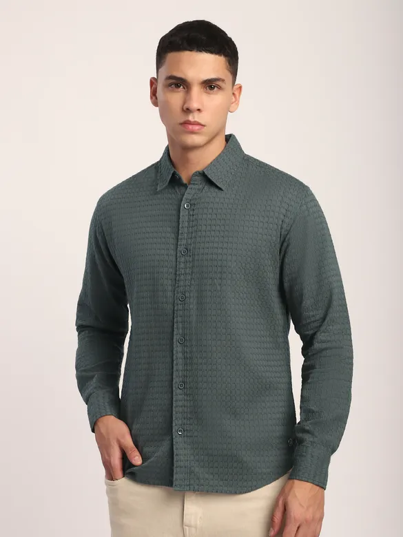 Mid Grey Jacquard Round Textured Shirt