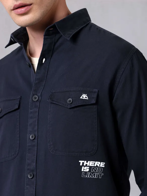 Midnight Blue Cotton Twill Shirt for Men