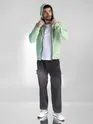 Mint Green Printed Zipper Hoodie
