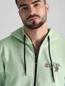 Mint Green Printed Zipper Hoodie