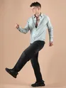 Mist Grey Textured Check Shirt