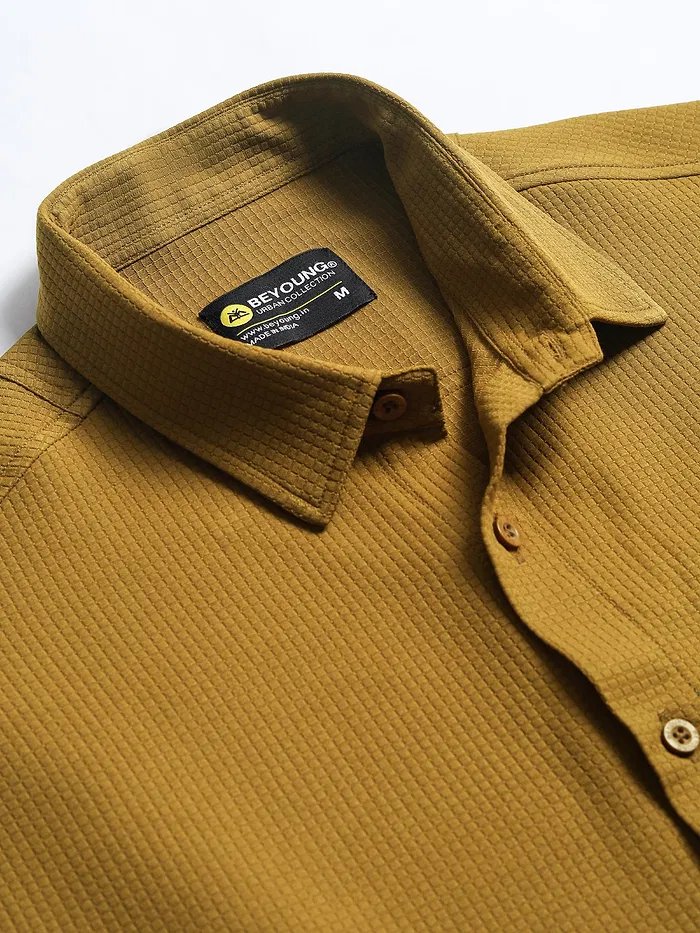 Mustard Textured Waffle Shirt