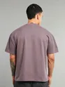 Muted Purple Ribbed Texture Oversized T-Shirt