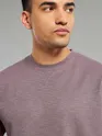 Muted Purple Ribbed Texture Oversized T-Shirt
