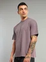 Muted Purple Ribbed Texture Oversized T-Shirt