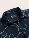 Navy Blue Abstract Embroidered Shacket