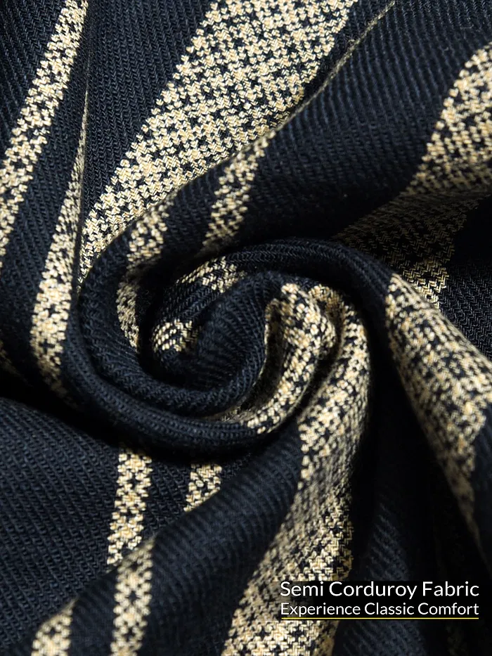 Navy Blue and Beige Striped Shirt