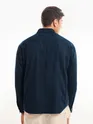 Navy Blue Cord Dobby Shirt For Men