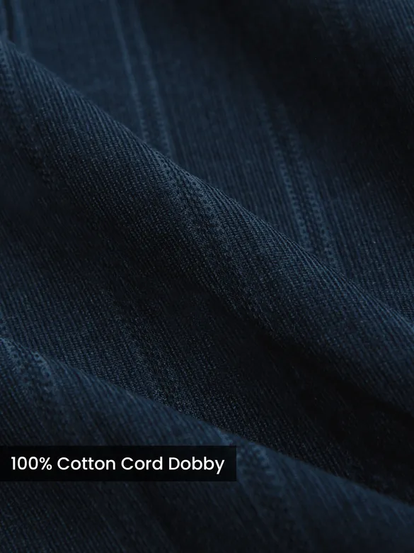 Navy Blue Cord Dobby Shirt For Men