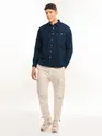 Navy Blue Cord Dobby Shirt For Men