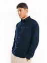 Navy Blue Cord Dobby Shirt For Men