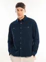 Navy Blue Cord Dobby Shirt For Men