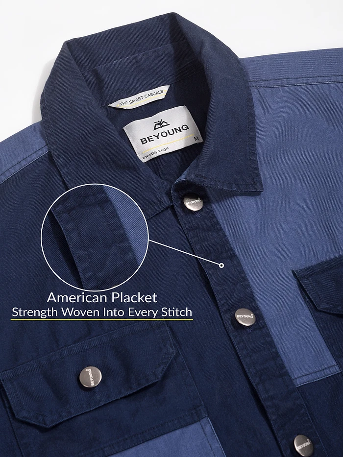 Navy Blue Denim Shacket for Men