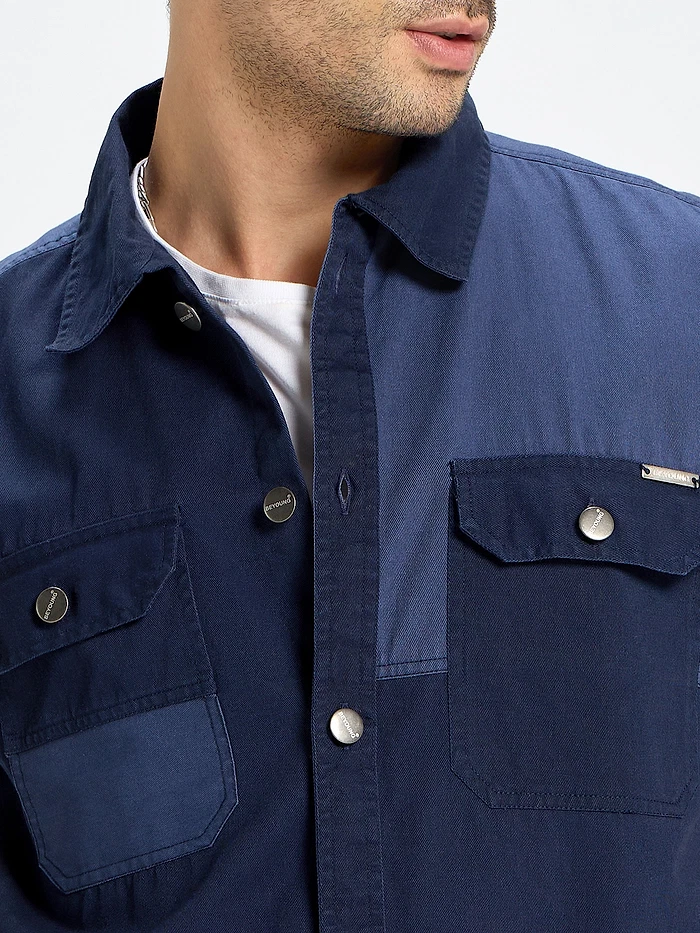 Navy Blue Denim Shacket for Men