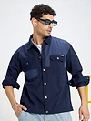 Navy Blue Denim Shacket for Men