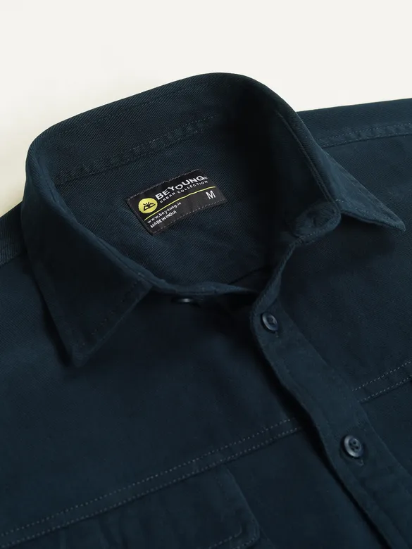 Navy Blue Double Yoke Overshirt