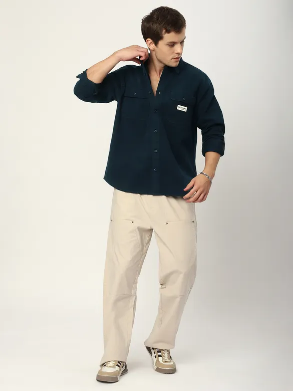Navy Blue Double Yoke Overshirt