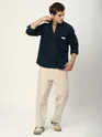 Navy Blue Double Yoke Overshirt