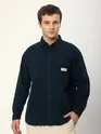 Navy Blue Double Yoke Overshirt