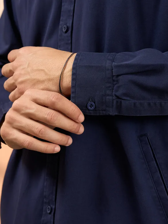 Navy Blue Dual Pocket Men?s Shirt