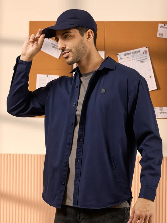 Navy Blue Dual Pocket Men?s Shirt