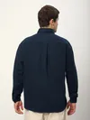 Navy Blue Embroidered Pocket Shirt