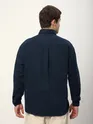 Navy Blue Embroidered Pocket Shirt