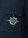 Navy Blue Embroidered Pocket Shirt