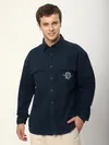 Navy Blue Embroidered Pocket Shirt