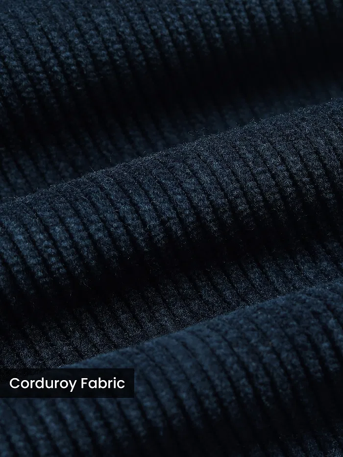 Navy Blue Flap Pocket Corduroy Shirt