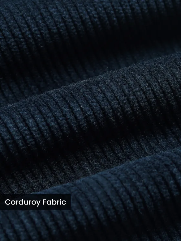 Navy Blue Flap Pocket Corduroy Shirt