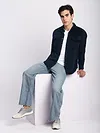 Navy Blue Flap Pocket Corduroy Shirt