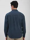 Navy Blue Front Yoke Suede Shirt
