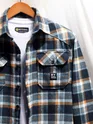 Navy Blue Recycled Check Flannel Shirt