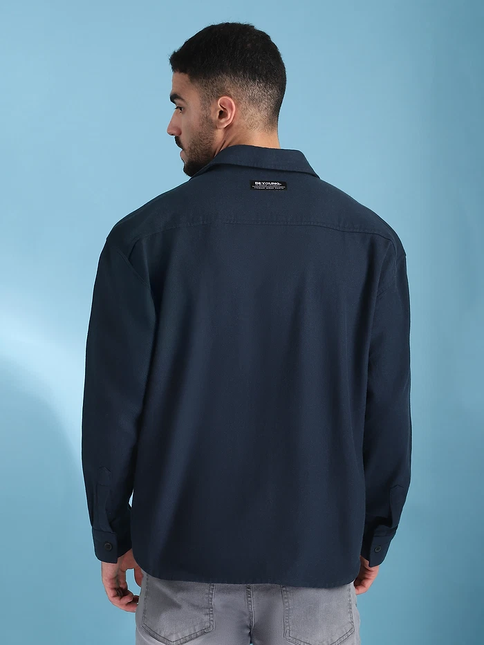 Navy Blue Recycled Flannel Shirt