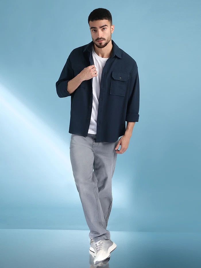 Navy Blue Recycled Flannel Shirt