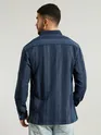 Navy Blue Striped Waffle Texture Shirt