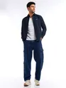 Navy Blue Waffle Textured Shirt
