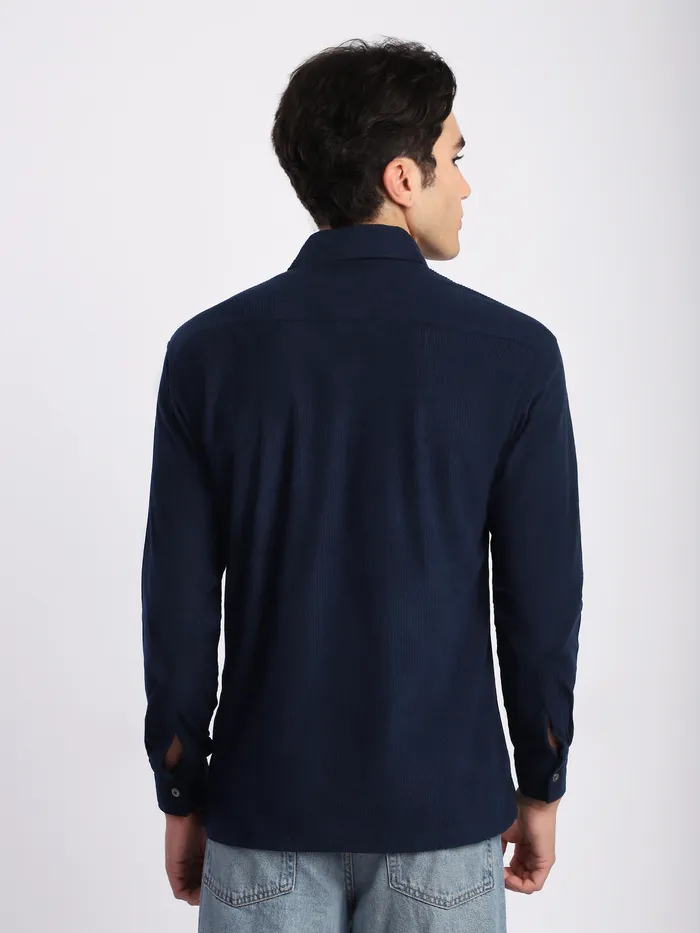 Navy Corduroy Dual Pocket Shirt