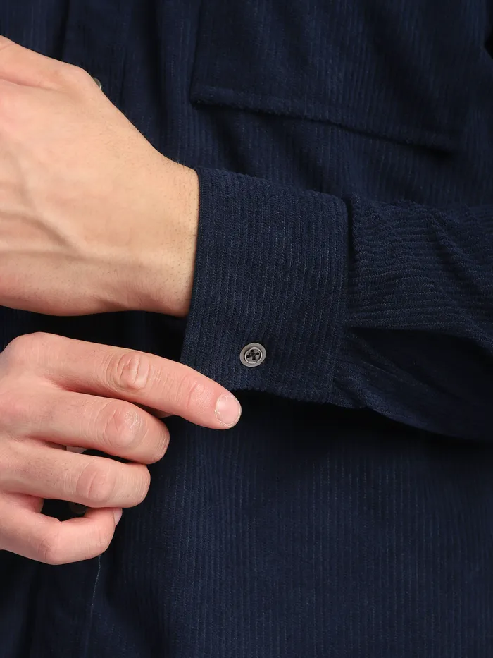 Navy Corduroy Dual Pocket Shirt