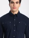 Navy Corduroy Dual Pocket Shirt